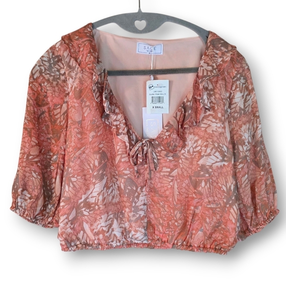 Sage The Label Floral Blouse Coral (BL21) - Picture 2 of 9